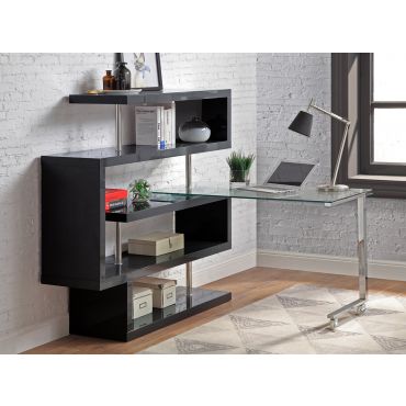 Rowan Black Bookcase Swivel Desk