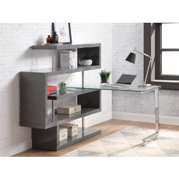 Rowan Grey Bookcase Swivel Desk