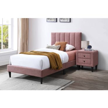 Roxanne Pink Linen Platform Bed