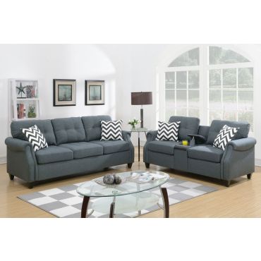 Rubin Grey Fabric Living Room Set