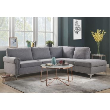 Ruby Contemporary Grey Fabric Sectional