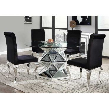 Rutledge Round Mirrored Table With Crystals