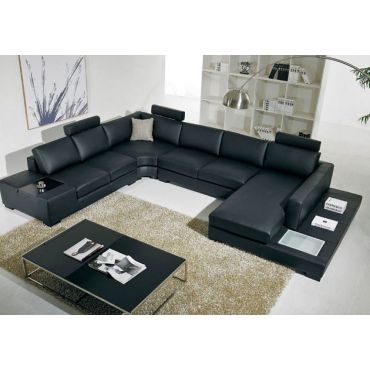 Rylie Modern Black Sectional With Light