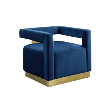 Saba Blue Velvet Accent Chair Gold Base