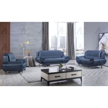 Sabina Blue Leather Living Room