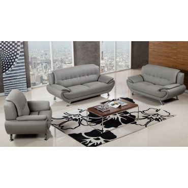 Sabina Modern Grey Leather Living Room