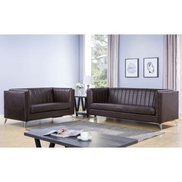 Samira Espresso Leather Sofa Set