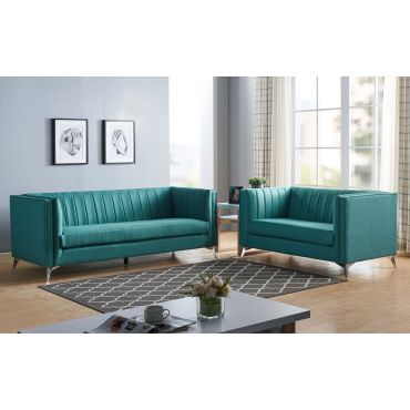 Samira Turquoise Fabric Sofa Set
