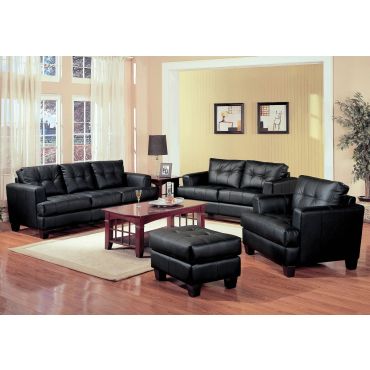 Samuel Black Leather Sofa Collection