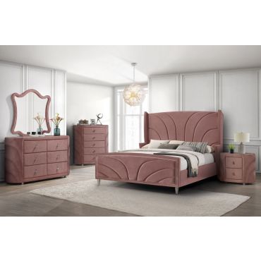 Sanson Pink Velvet Bedroom Set