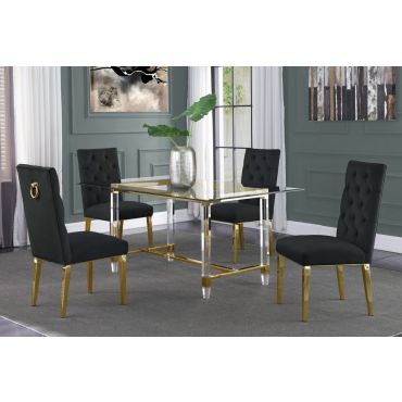 Sarey Gold Finish Dining Table Set