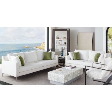 Gilmore White Linen Modern Sofa