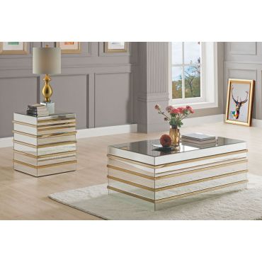 Selyn Mirrored Coffee Table With Gold Accents