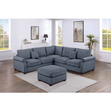 Serenity Grey Corduroy 4-Piece Sectional