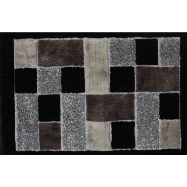 Black Shaggy Viscose Hand Tufted Rug 30