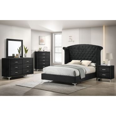 Shauna Black Bed With Crystal Accents