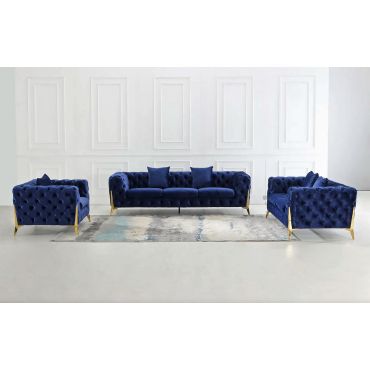 Sheila Tufted Navy Sofa Set