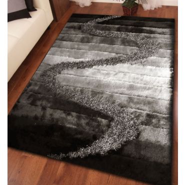 Silver and Grey Shaggy Rug Design 10