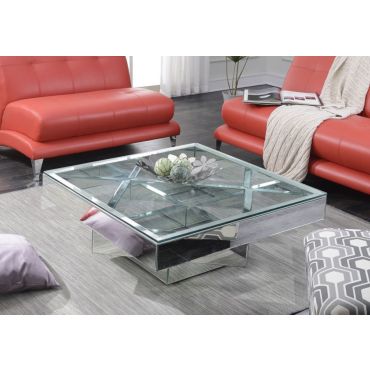 Silvera Modern Mirrored Coffee Table