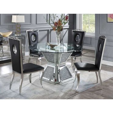 Silvertone Round Mirrored Dining Table