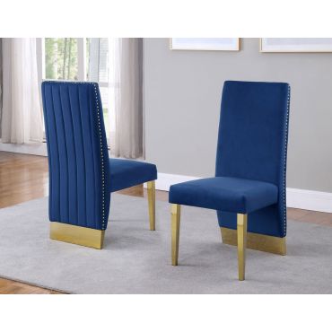 Simon Blue Velvet Dining Chair Gold