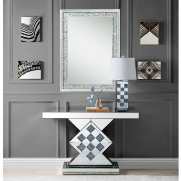 Simplicity Modern Mirrored Console Table Set