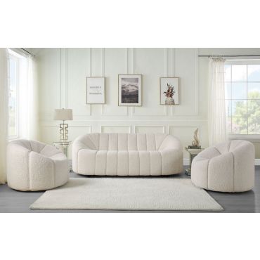 Skinner White Teddy Sherpa Sofa Set