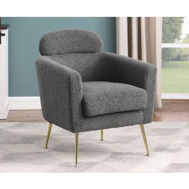 grey boucle fabric upholstered accent chair