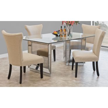 Sophie Mirrored Dining Table, Sophie Mirrored Dining Table Set