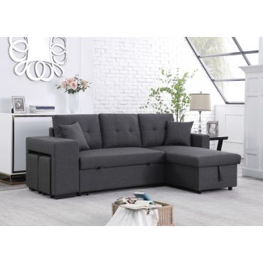 Soren Dark Grey Linen Sectional Sleeper