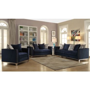 Soria Blue Fabric Living Room
