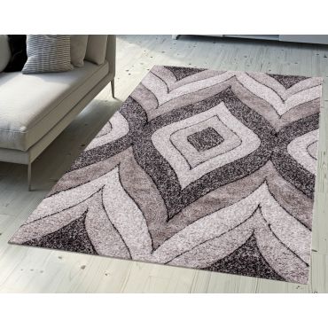 Sorrento Modern Silver Shag Rug