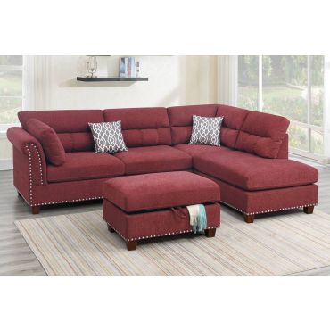 Stanza Red Velvet Reversible Sectional