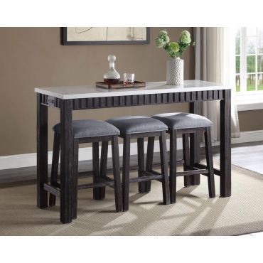 Starus Marble Top Table Set With Stools