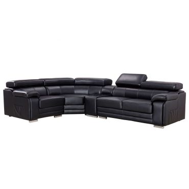 Stella Modern Sectional Black Genuine Leather