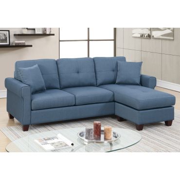 Stigall Blue Linen Reversible Sectional,Stigall Blue Linen Compact Sectional