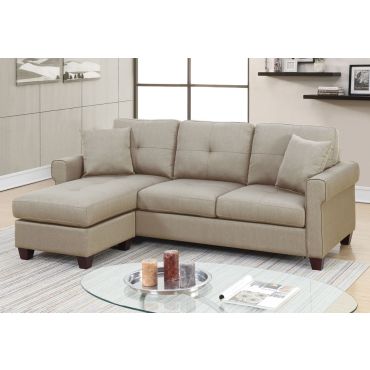 Stigall Compact Reversible Sectional,Stigall Beige Linen Reversible Sectional