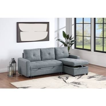 Stockton Grey Linen Sectional Sleeper