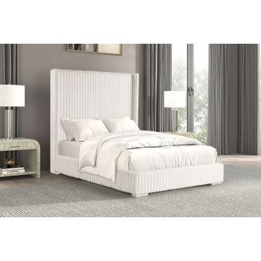 Stratus White Corduroy Platform Bed