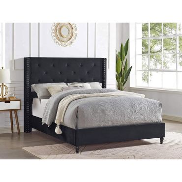 Stratus Black Velvet Bed