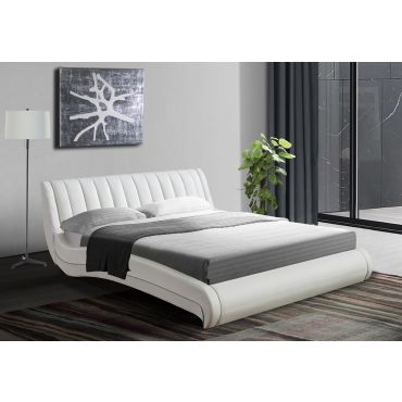 Sunset Modern White Leather Bed