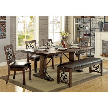 Tamilo Traditional Dining Table Set Rustic Finish