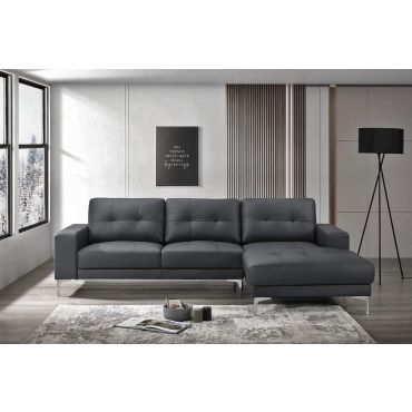 Tarryn Modern Sectional Black Leather