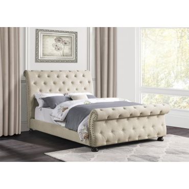 Tavio Tufted Fabric Sleigh Bed