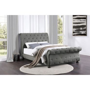 Tavio Grey Fabric Sleigh Bed