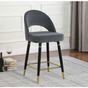 Teddy Grey Velvet Counter Height Chair