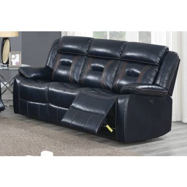 Theodore Ink Blue Leather Recliner Sofa