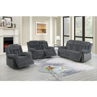 Tomas Grey Chenille Power Recliner Sofa Set