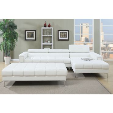 Topaz Modern White Sectional Sofa