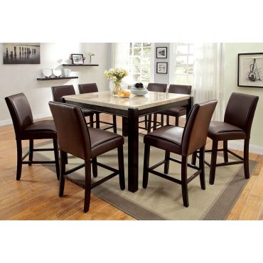 Torino Square Marble Top Pub Table Set